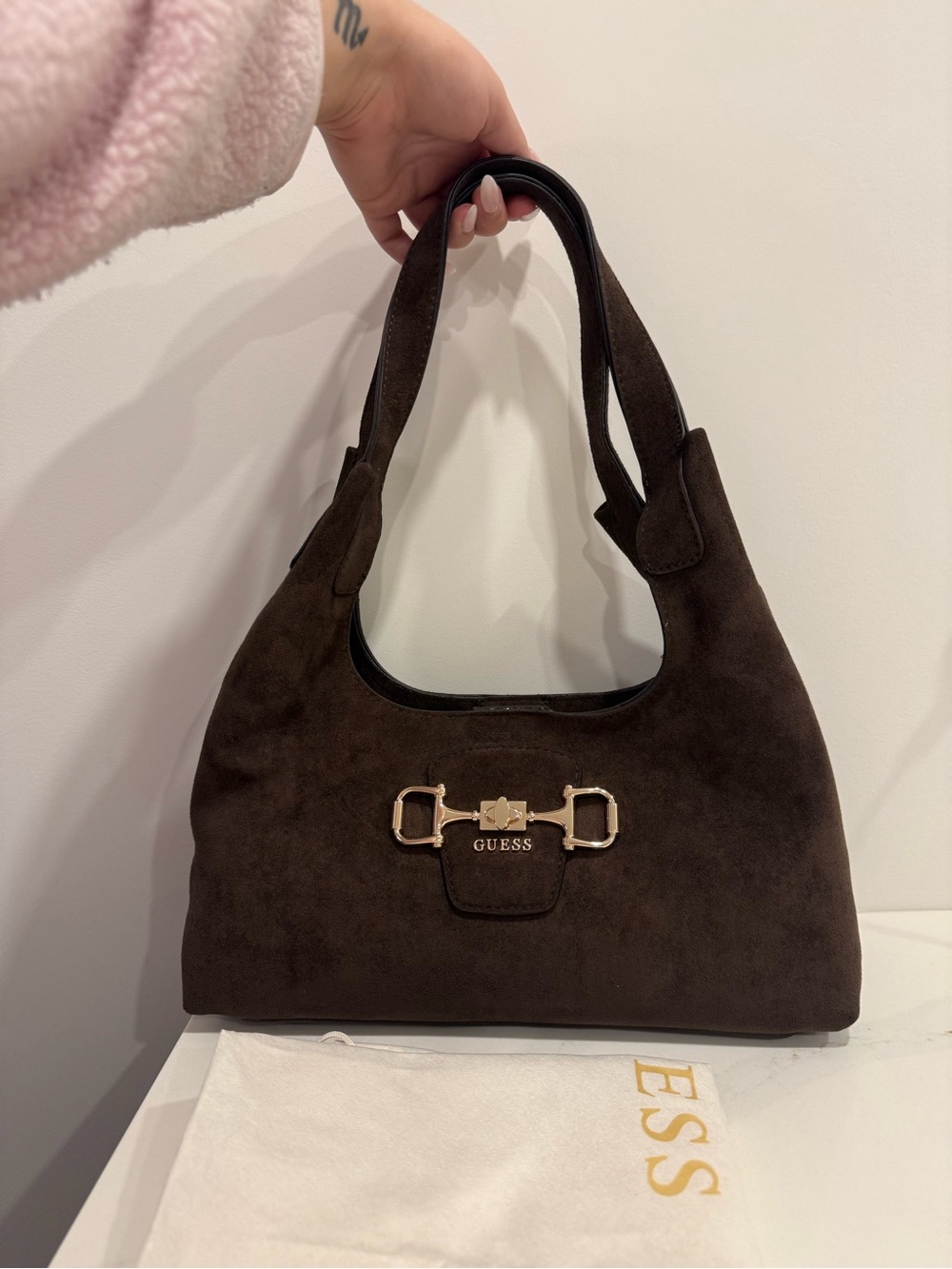 guess brown suede bag